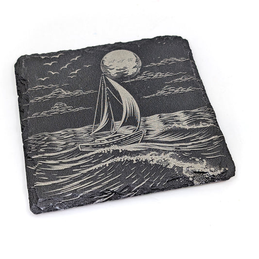 Slate Stone Coaster - Sailboat