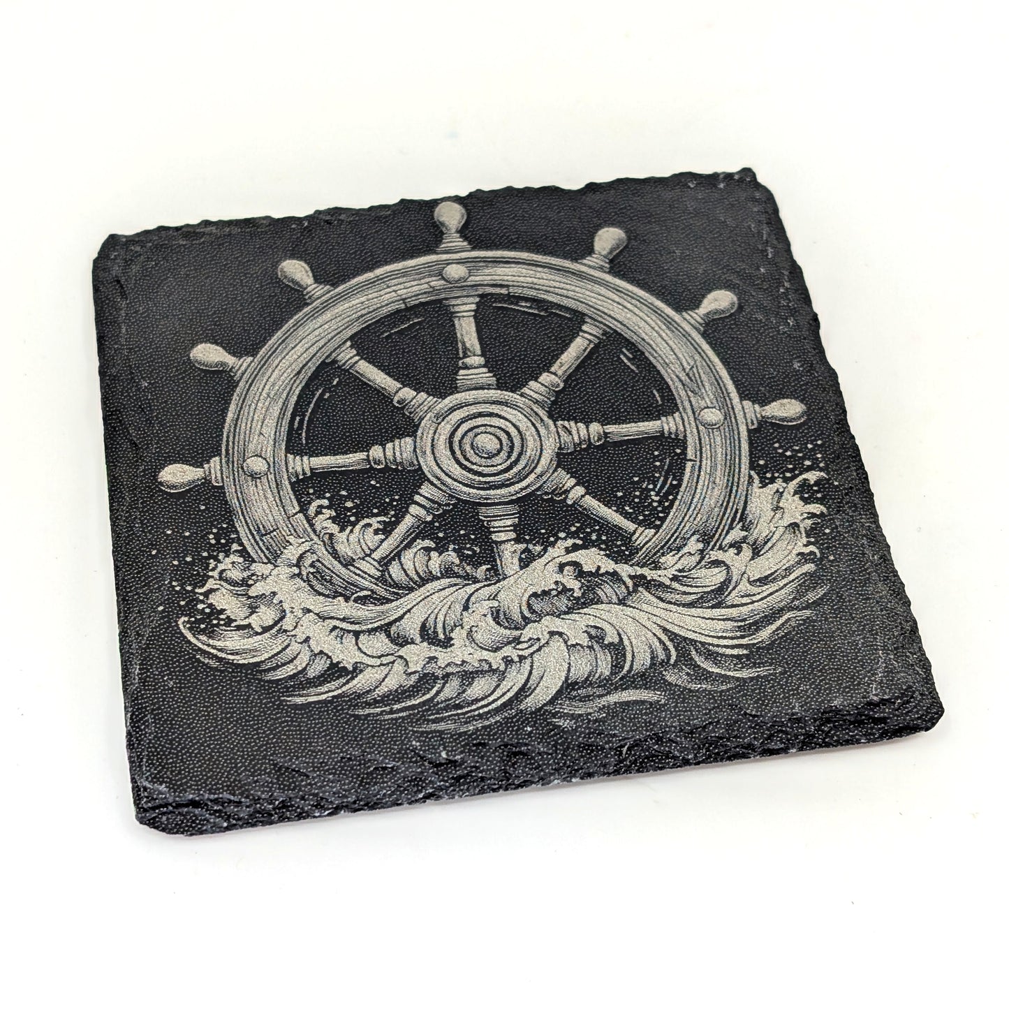 Slate Stone Coaster - Ships' Wheel