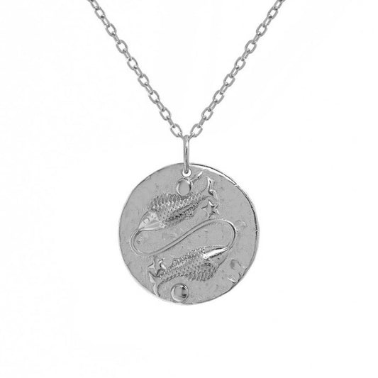 Pisces Zodiac Necklace Sterling Silver