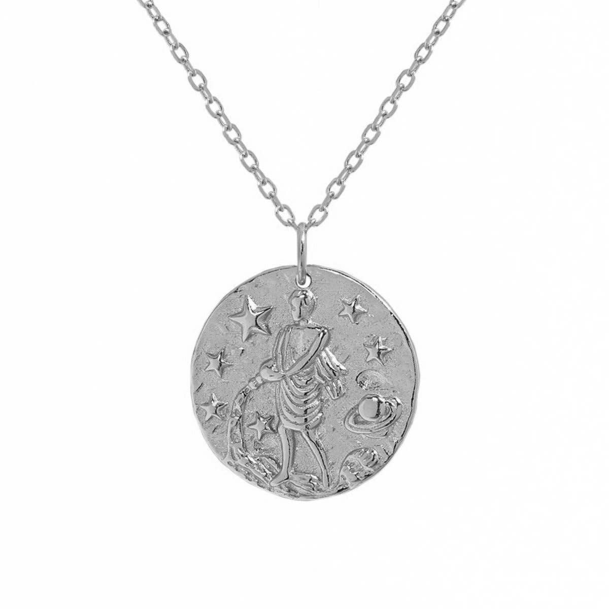 Aquarius Zodiac Necklace Sterling Silver