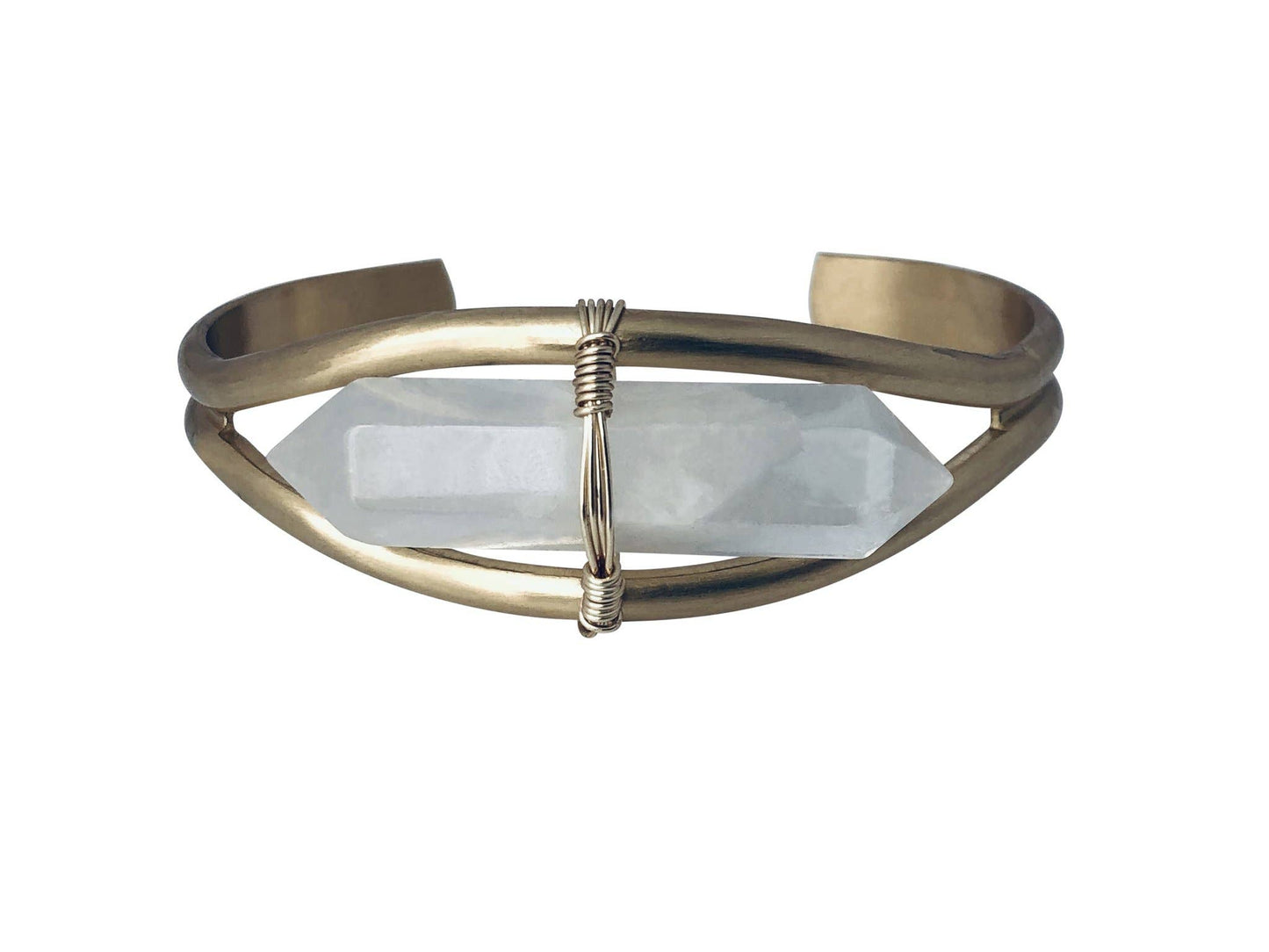 Clear Reiki Quartz Cuff Bracelet