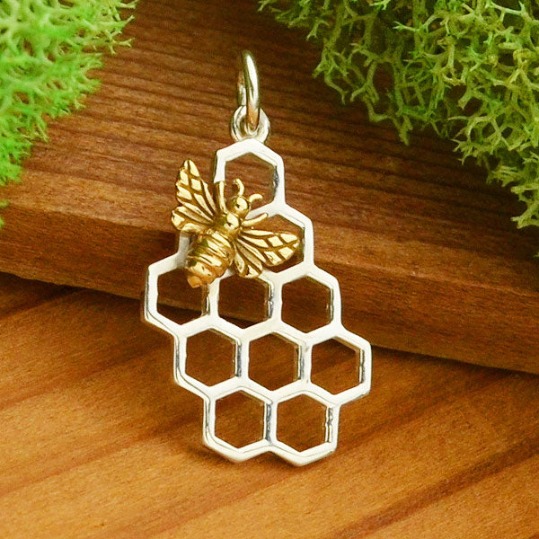 Sterling Honeycomb with Bronze Bee