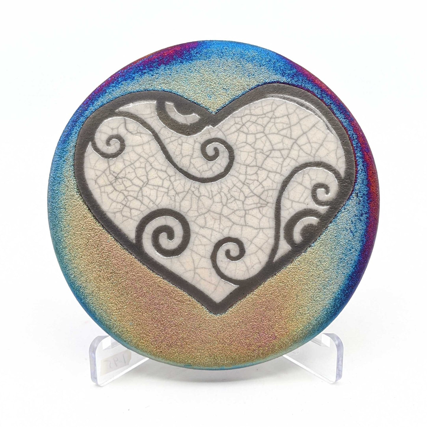 Blessed Heart Raku Pottery Coaster