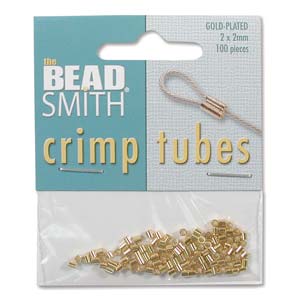 Crimp Beads 2mm Tube Gold Plate