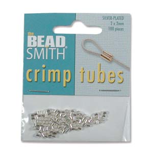 Crimp Beads 2mm Tube Silver Plate