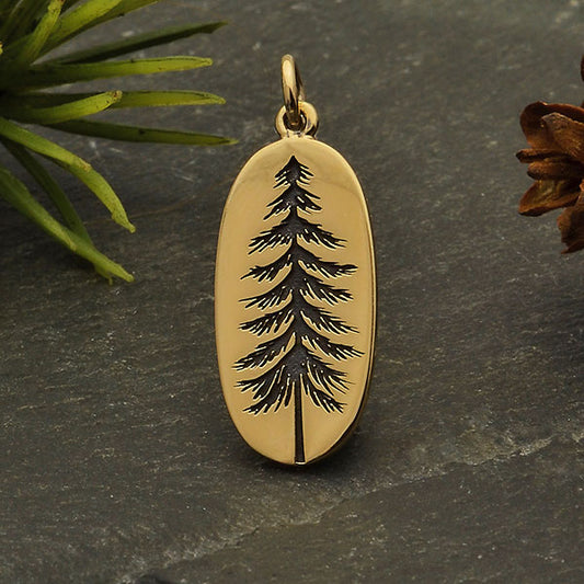 Bronze Etched Pine Tree Charm