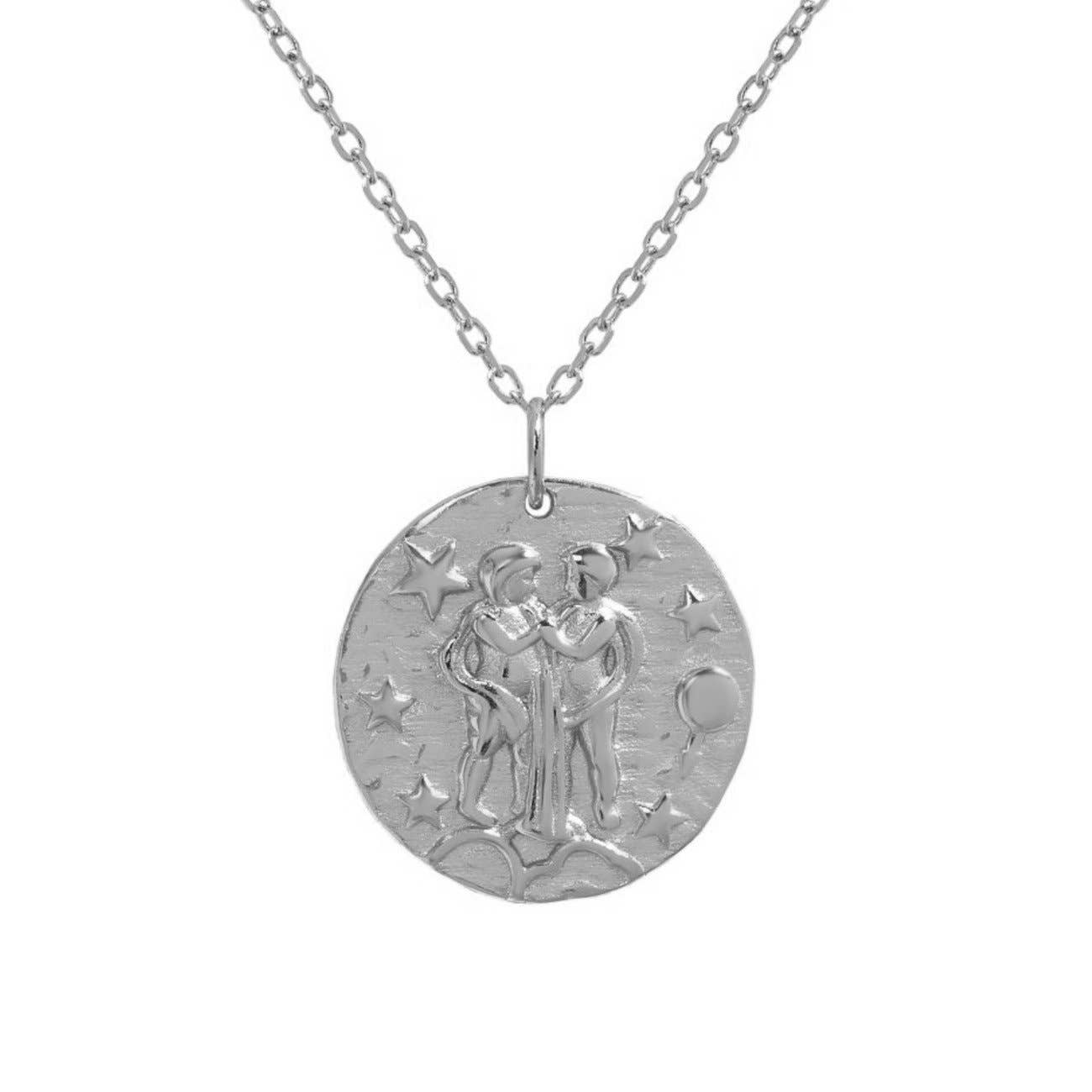 Gemini Zodiac Necklace Sterling Silver