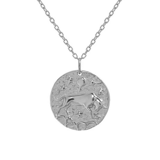 Taurus Zodiac Necklace Sterling Silver